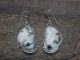 Navajo Sterling Silver White Buffalo Turquoise Dangle Earrings by Betone