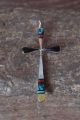 Zuni Indian Sterling Silver Inlay Cross Pendant by  Lynette Bowannie