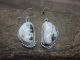 Navajo Sterling Silver White Buffalo Turquoise Dangle Earrings by Betone