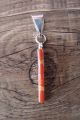 Zuni Sterling Silver Spiny Oyster Vertical Pendant by Roland Natachu