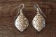 Navajo Hand Stamped Sterling Silver Dangle Earrings by Tahe