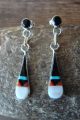 Zuni Sterling Silver Turquoise Multistone Inlay Post Earrings 