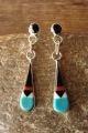 Zuni Sterling Silver Turquoise Multistone Inlay Post Earrings 