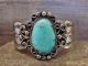 Navajo Indian Nickel Silver & Turquoise Cuff Bracelet by Cleveland