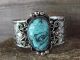 Navajo Indian Nickel Silver Turquoise Bracelet by Jackie Cleveland