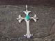 Navajo Indian Sterling Silver Turquoise Cross Pendant by Vanessa Kee