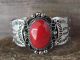 Navajo Indian Nickel Silver Coral Bracelet by Jackie Cleveland