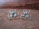 Zuni Indian Sterling Silver Turquoise Clover Heart Post Earrings by Pablito