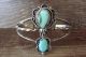 Native American Jewelry Nickel Silver Turquoise 2 Stone Bracelet by Bobby Cleveland