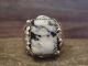 Navajo Sterling Silver Men's White Buffalo Turquoise Ring - Morgan - Size 13.5