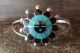 Zuni Indian Jewelry Sterling Silver Turquoise Jet Coral Inlay Sunface Bracelet - Lonjose 