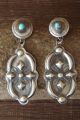 Navajo Hand Stamped Sterling Silver Turquoise Post Earrings by T. Yazzie