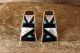 Zuni Sterling Silver Jet Multistone Inlay Post Earrings! 