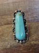 Navajo Indian Nickel Silver Turquoise Ring by Cleveland - Size 9.5