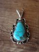 Native American Jewelry Nickel Silver Turquoise Pendant by Jackie Cleveland!