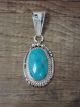 Navajo Sterling Silver Turquoise Pendant Signed Samuel Yellowhair