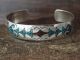 Native Indian Sterling Silver Turquoise Chip Inlay Bracelet by Joleen Yazzie