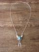 Navajo Sterling Silver Turquoise Feather Link Necklace by Rita Largo