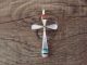 Zuni Indian Sterling Silver Inlay Cross Pendant by Lynette Bowannie