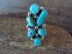 Navajo Indian Sterling Silver Cluster Turquoise Ring  by Begay - Size 7