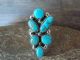 Navajo Indian Sterling Silver Cluster Turquoise Ring  by Begay - Size 9