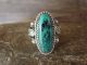 Navajo Indian Sterling Silver Feather Turquoise Ring by Saunders - Size 7