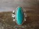 Navajo Indian Sterling Silver Feather Turquoise Ring by Saunders - Size 7