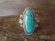 Navajo Indian Sterling Silver Feather Turquoise Ring by Saunders - Size 7