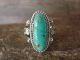 Navajo Indian Sterling Silver Feather Turquoise Ring by Saunders - Size 7