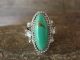 Navajo Indian Sterling Silver Feather Turquoise Ring by Saunders - Size 8