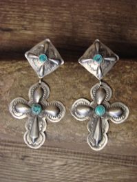 Sterling Silver Lightweight Stamped Cross 2024 Earrings 2 Handmade By Navajo S Willie