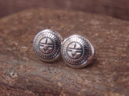 Native American Sterling Silver Star Drop Post Earrings by Etta