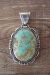 Native American Jewelry Sterling Silver Turquoise Pendant - Russell Sam