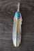 Native American Sterling Silver 14kt Gold Fill Feather Blue Opal Pendant - Becenti