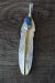 Native American Sterling Silver 14kt Gold Fill Feather Sleepy Blue Opal Pendant - Becenti