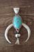 Navajo Indian Sterling Silver Turquoise Naja Squash Blossom Pendant 