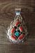 Navajo Indian Sterling Silver Turquoise Coral Cluster Pendant! by Tina Jones