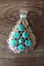 Navajo Indian Sterling Silver Turquoise Cluster Pendant! by Tina Jones