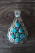 Navajo Indian Sterling Silver Turquoise Cluster Pendant! by Tina Jones