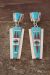 Zuni Sterling Silver Turquoise Coral Inlay Sunface Post Earrings - Edaakie