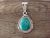 Navajo Indian Sterling Silver Turquoise Pendant by Samuel Yellowhair