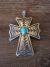 Navajoi Indian Sterling Silver Turquoise Cross Pendant by Arnold Blackgoat! Hand Stamped!