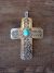 Navajoi Indian Sterling Silver Turquoise Cross Pendant by Arnold Blackgoat! Hand Stamped!