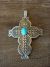 Navajoi Indian Sterling Silver Turquoise Cross Pendant by Arnold Blackgoat! Hand Stamped!