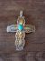 Navajoi Indian Sterling Silver Turquoise Cross Pendant by Arnold Blackgoat! Hand Stamped!