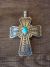 Navajoi Indian Sterling Silver Turquoise Cross Pendant by Arnold Blackgoat! Hand Stamped!