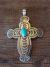 Navajoi Indian Sterling Silver Turquoise Cross Pendant by Arnold Blackgoat! Hand Stamped!