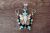 Zuni Indian Jewelry Sterling Silver Inlay Butterfly Pendant - A. Dishta