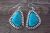 Native American Jewelry Sterling Silver Turquoise Dangle Earrings! McCarthy