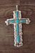 Zuni Indian Sterling Silver Turquoise Cross Pendant by Leekity